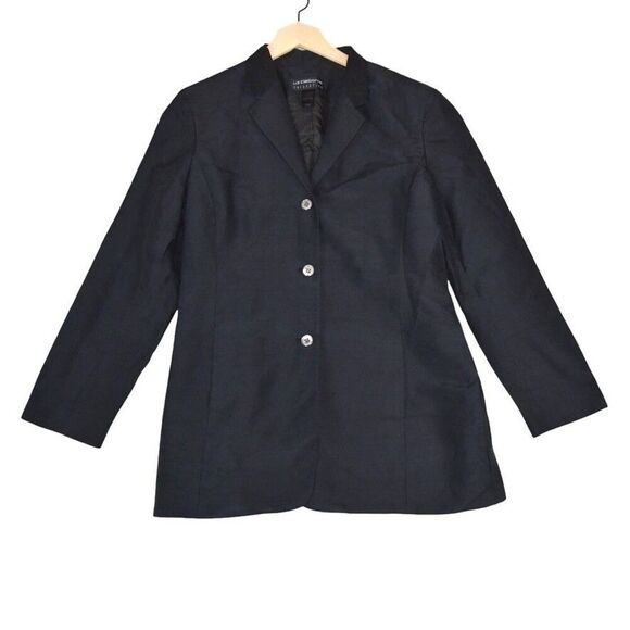 Liz Claiborne Collection Black Silk Blazer Jacket Size 12 Minimalist Officewear - Picture 1 of 7